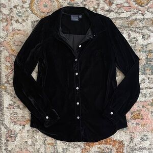 Madison Mathews Women's Black Velvet Button Down Shirt